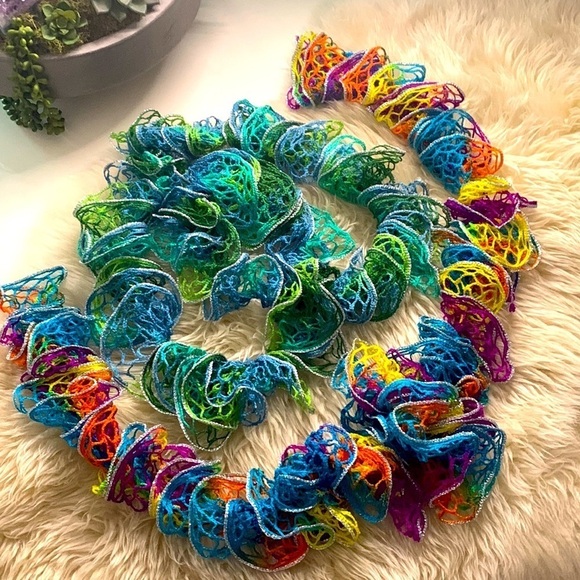 Handmade crochet metallic accent trim adult ones size scarf accessories of 2 - Picture 1 of 7